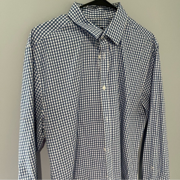 H&M | Mens Size Large Slim Fit Button Down Long sleeve Shirt | Blue & White - Picture 2 of 12